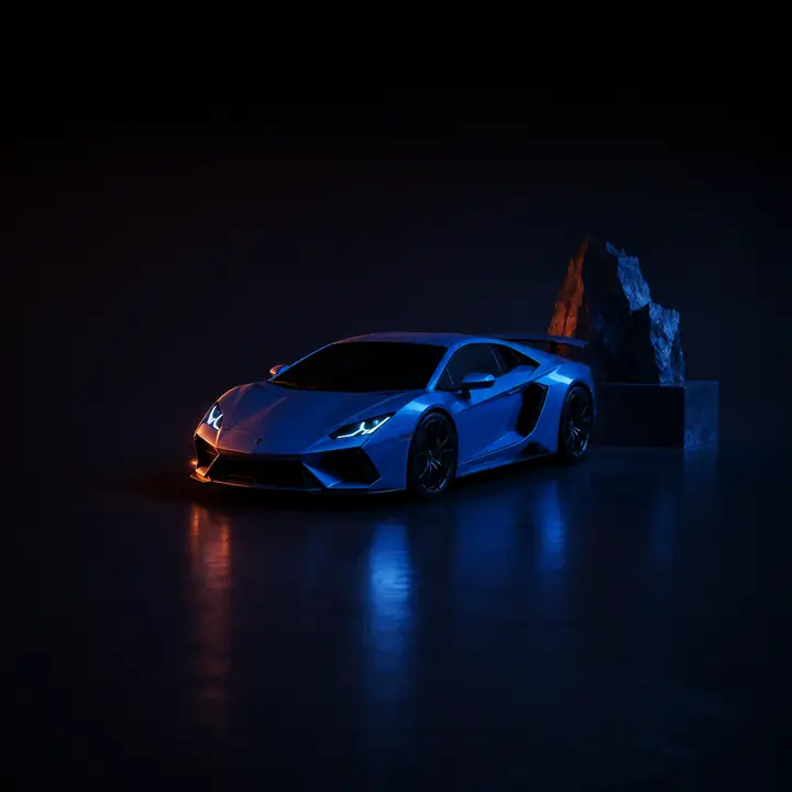 青いスポーツカーの例